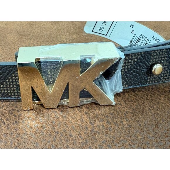 MK MICHAEL KORS SYNTHETIC LEATHER BROWN CLASSIC WOMENS BELT SIZE MEDIUM - Picture 2 of 8